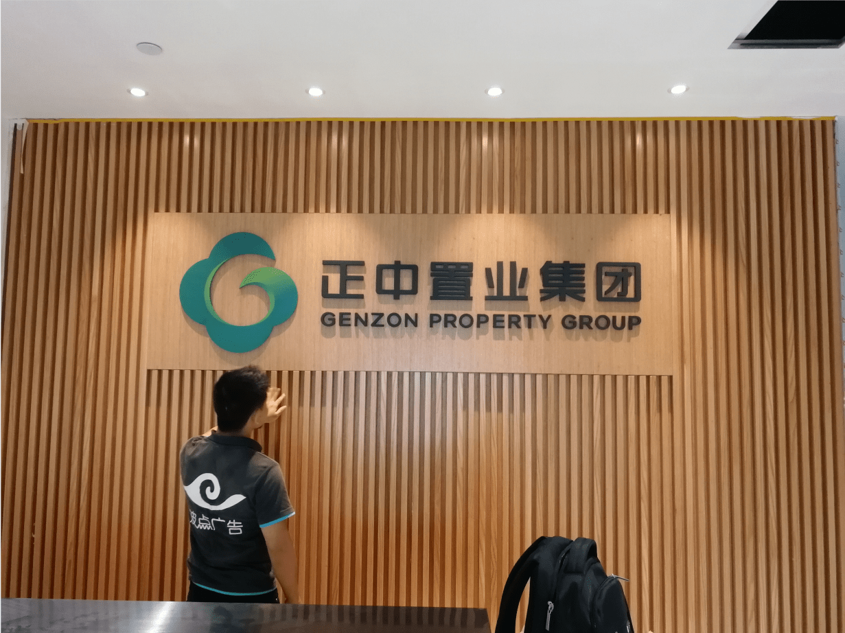 企业形象墙logo标识案例实图,前台公司logo标志材质选择