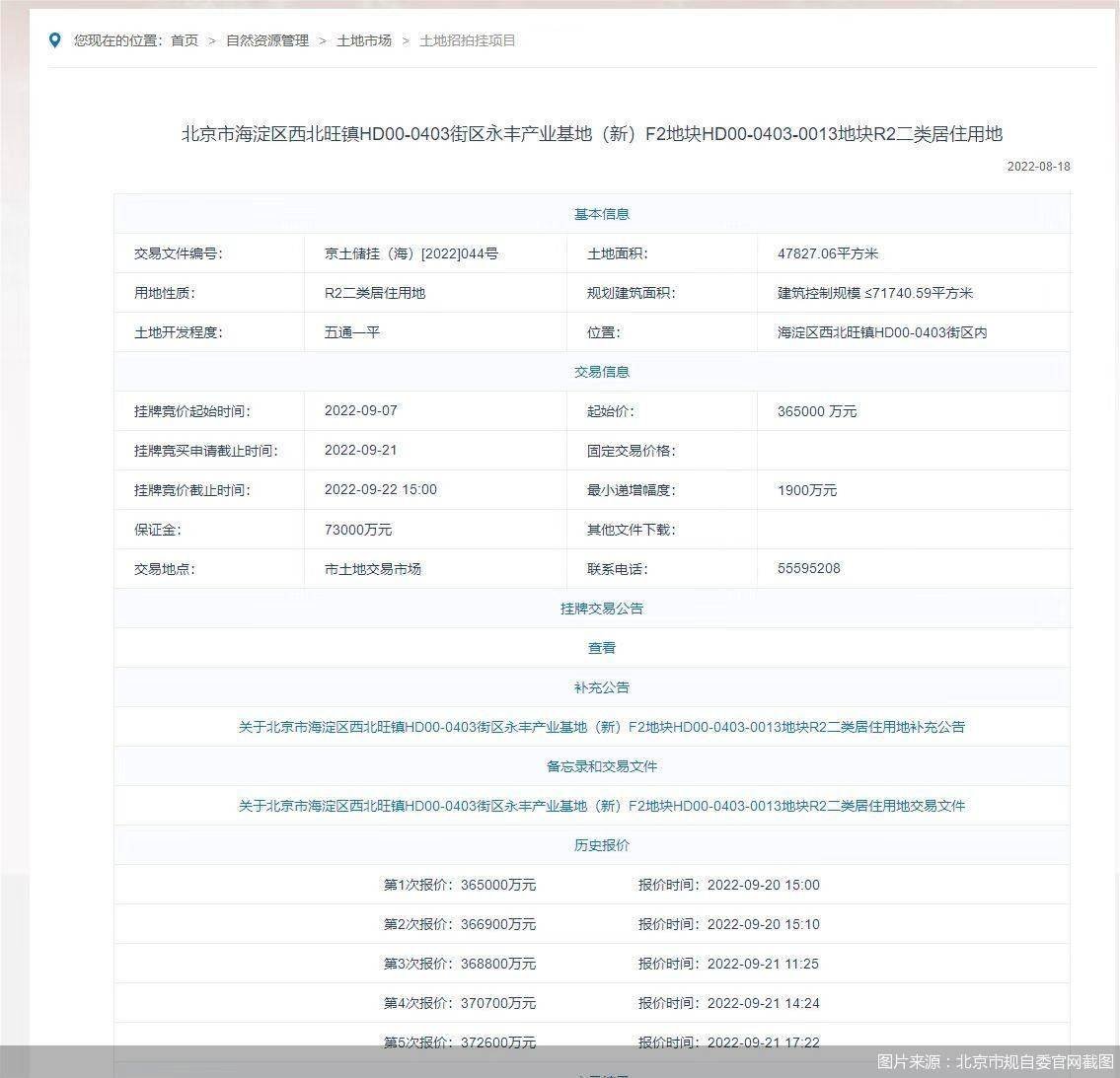 北京三批次土拍报名截止 中海、华润参拍地块最多_海淀_丰台_销售