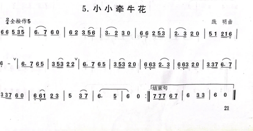 小小牵牛花笛子吹奏图片