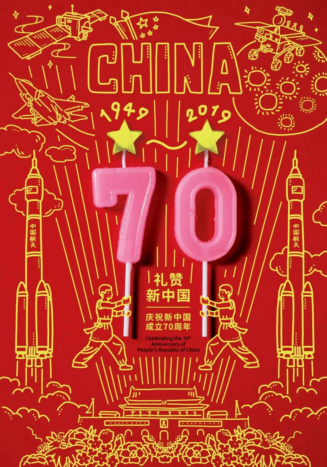 周年 天安门周年 天安门比如五星红旗,中国红,天安门,国徽等等