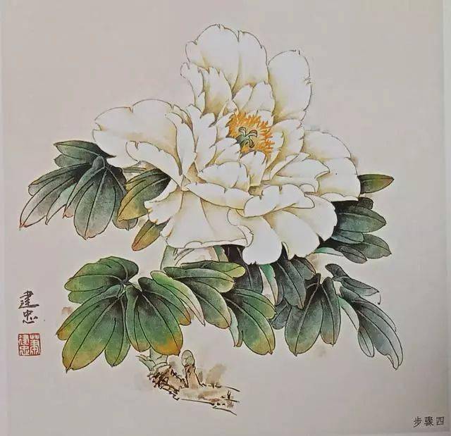 【国画教程】国画花鸟教程 工笔牡丹步骤 简单易学_部分_枝干_花瓣