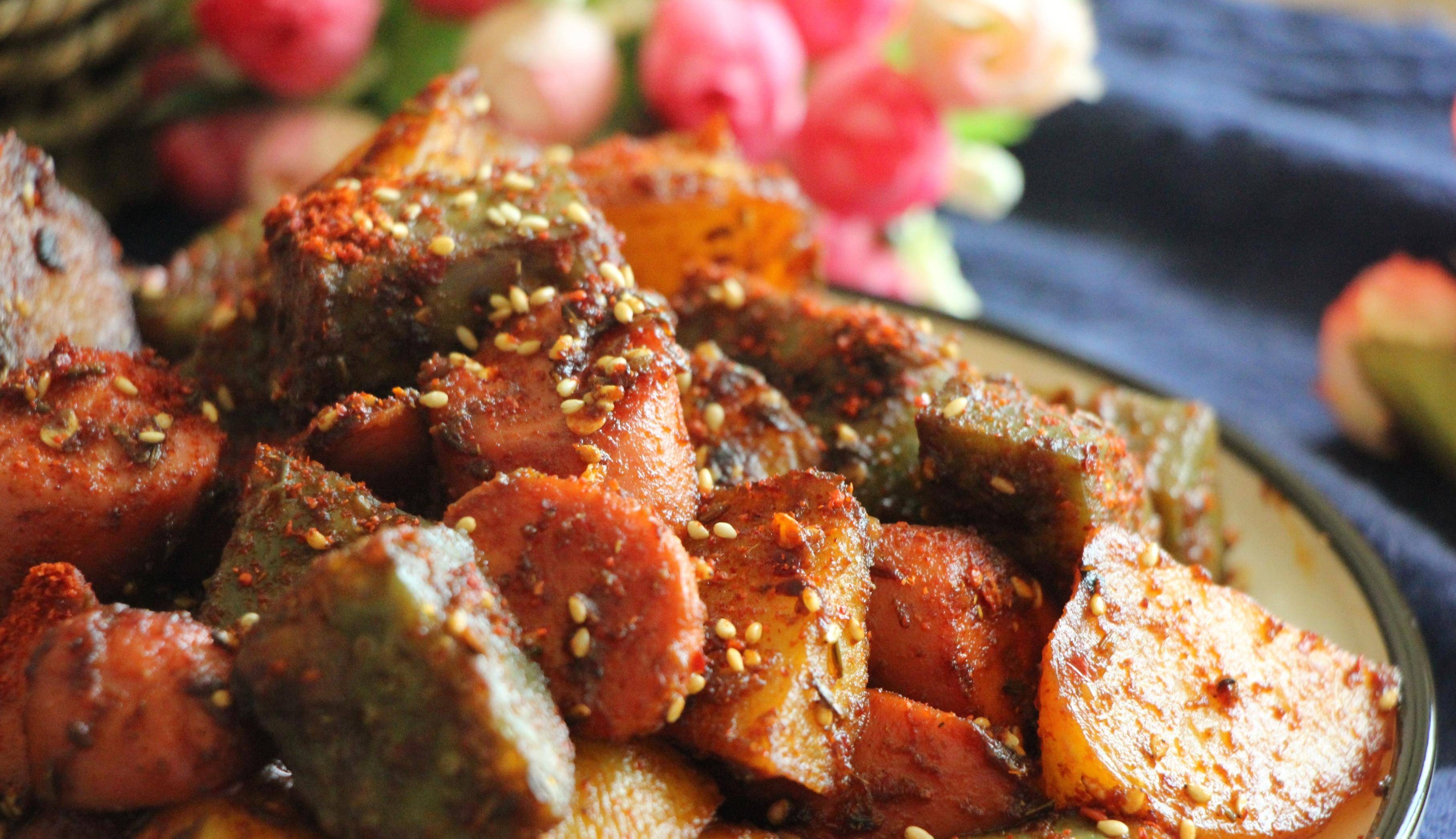 烧烤店必点的铁板三样,在家就能做,这个秘制配方味道很正宗_步骤_土豆