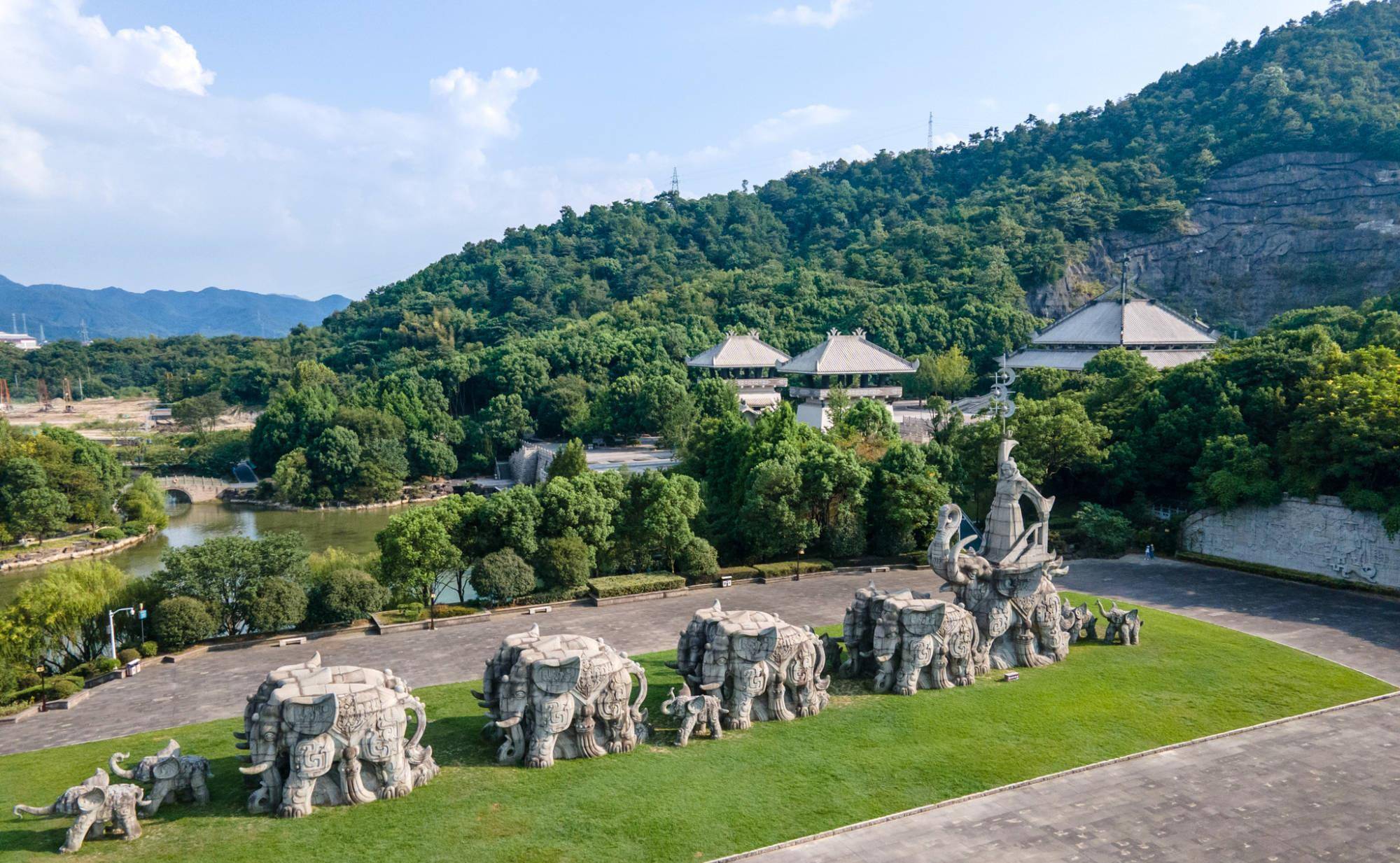 上虞中华孝德园,以远古舜帝和孝女曹娥为主题建成,占地500多亩_建筑