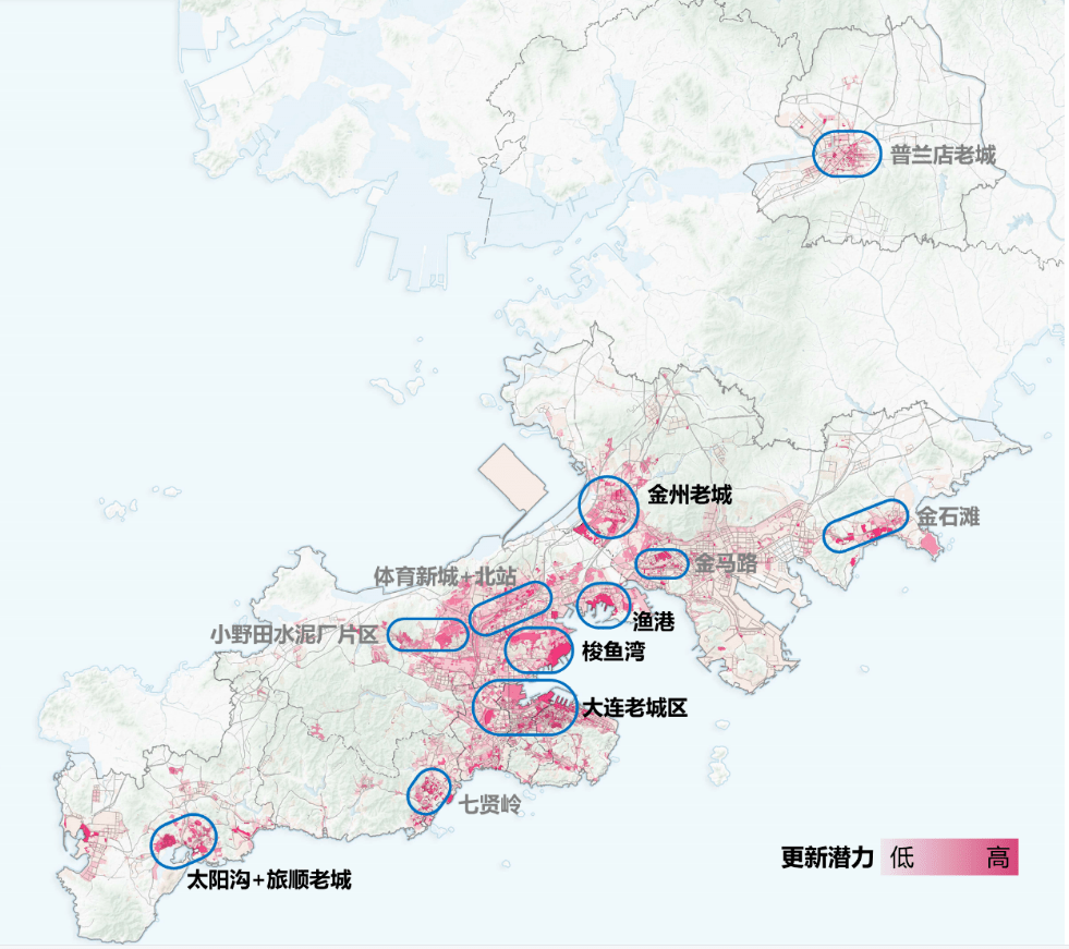 延续大连沿湾发展的历史脉络,强化大连湾沿湾区域作为未来城市更新的
