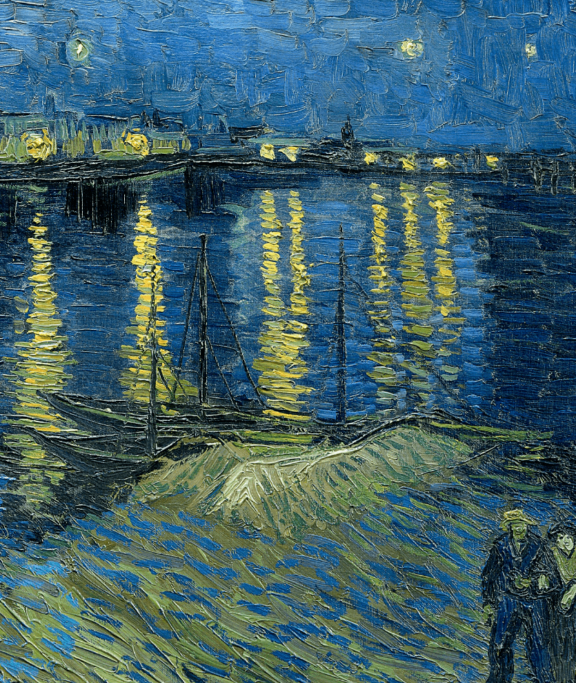 罗纳河上的星夜|梵高_河岸_河面_馆藏