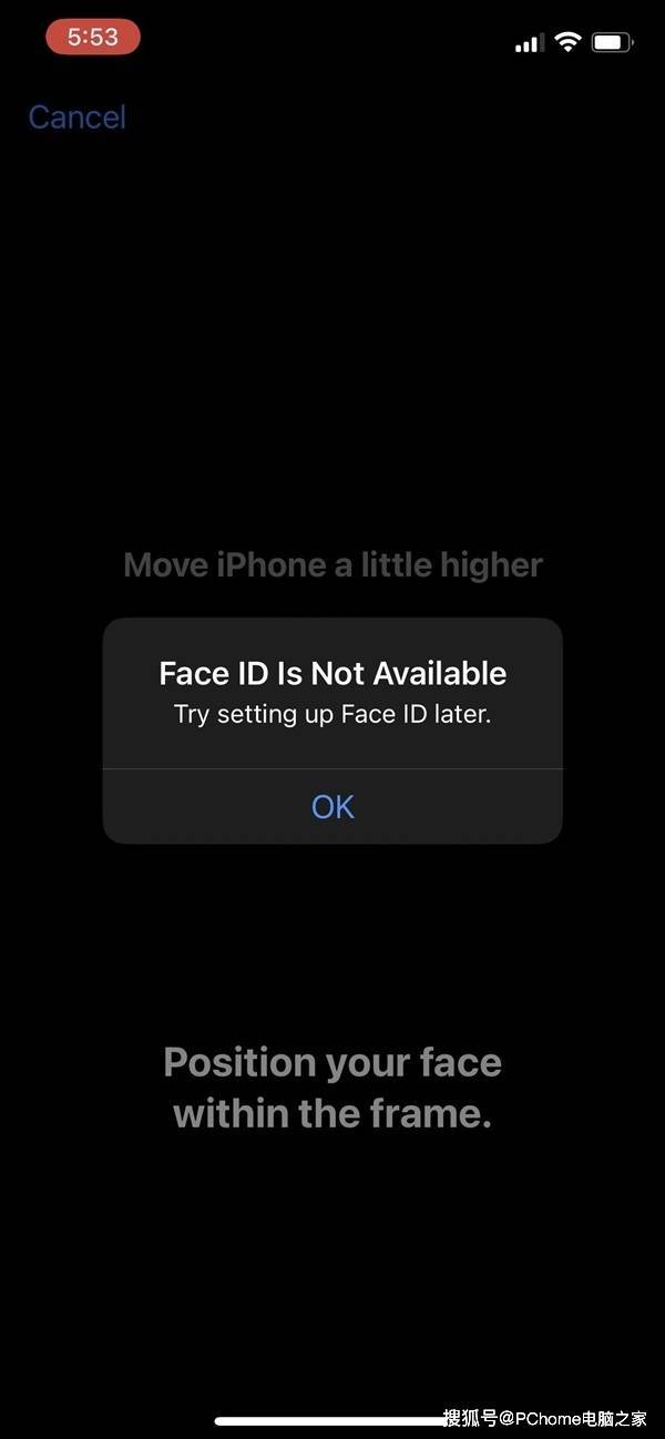 老款iPhone更新iOS 15.7.1后出错：Face ID不能用