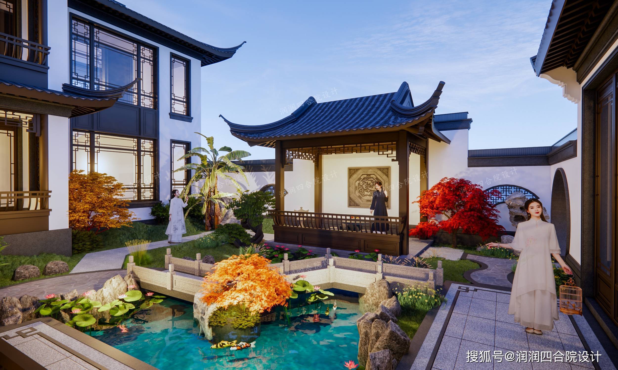 两进苏式合院别墅18×32,庭院深深,意境悠然——润润四合院设计刘鹰