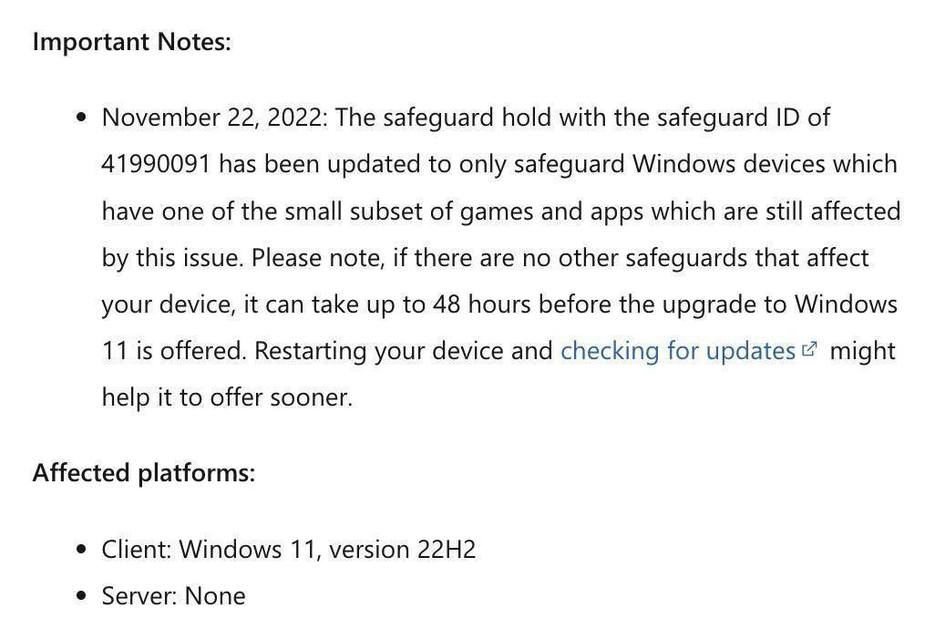 微软修复游戏性能故障向受影响设备开放Win11 22H2升级通道-资讯改变世界-第2张