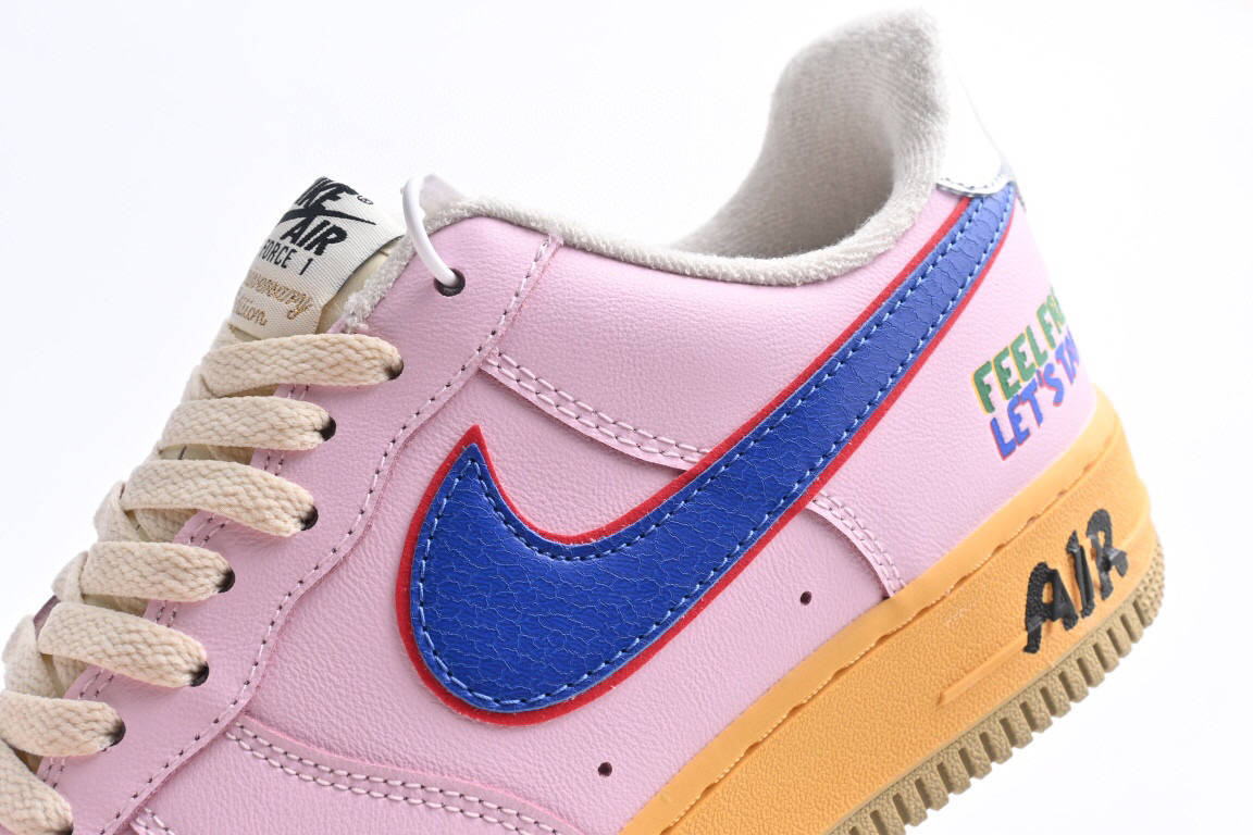 耐克nike air force 1 feel free lets talk 空军一号鸳鸯粉蓝绿生胶