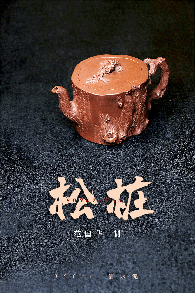 (350cc)范国华这把"松桩壶"将松桩斑驳而不失苍劲的形象特点淋漓尽致