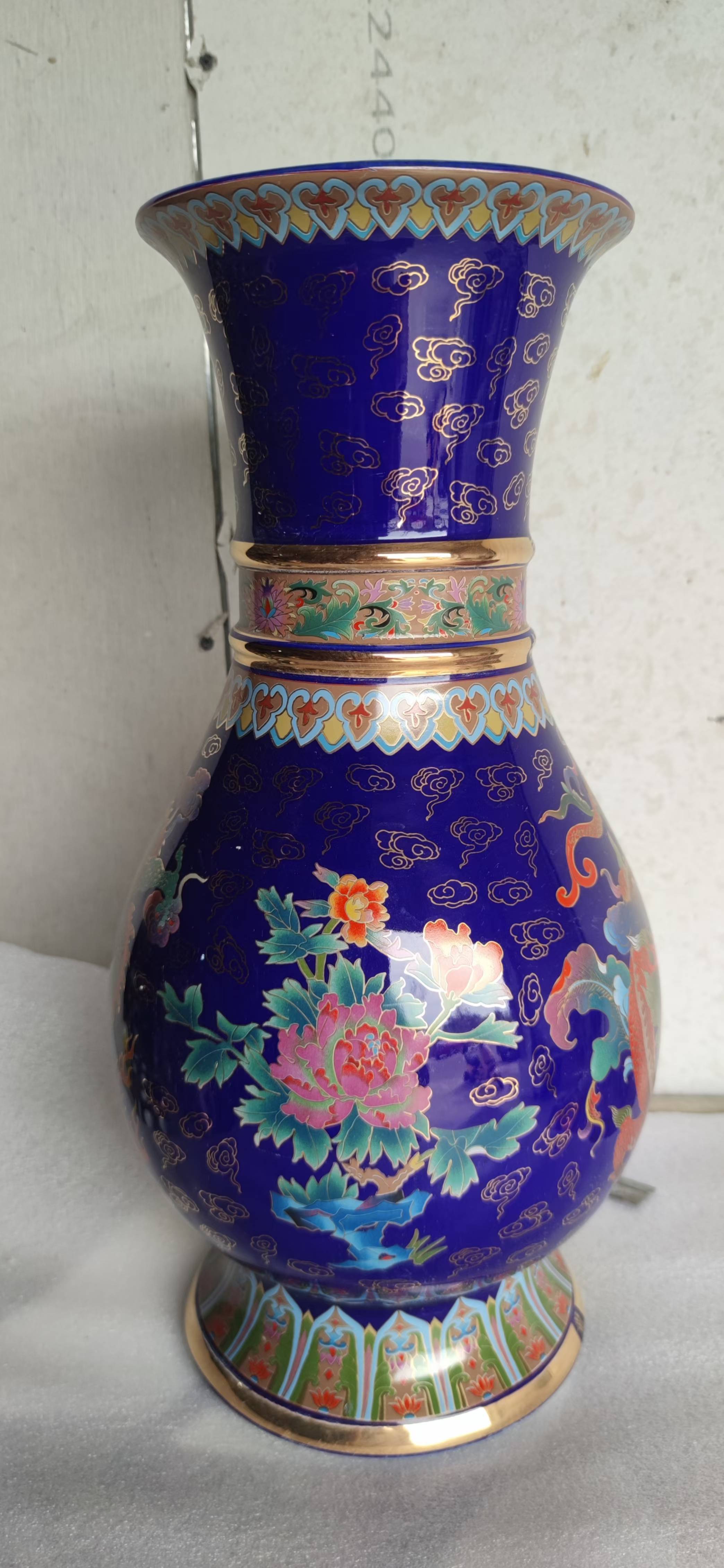 金丝珐琅龙凤呈祥对瓶 王锡良大师创作_藏品_规格_四海