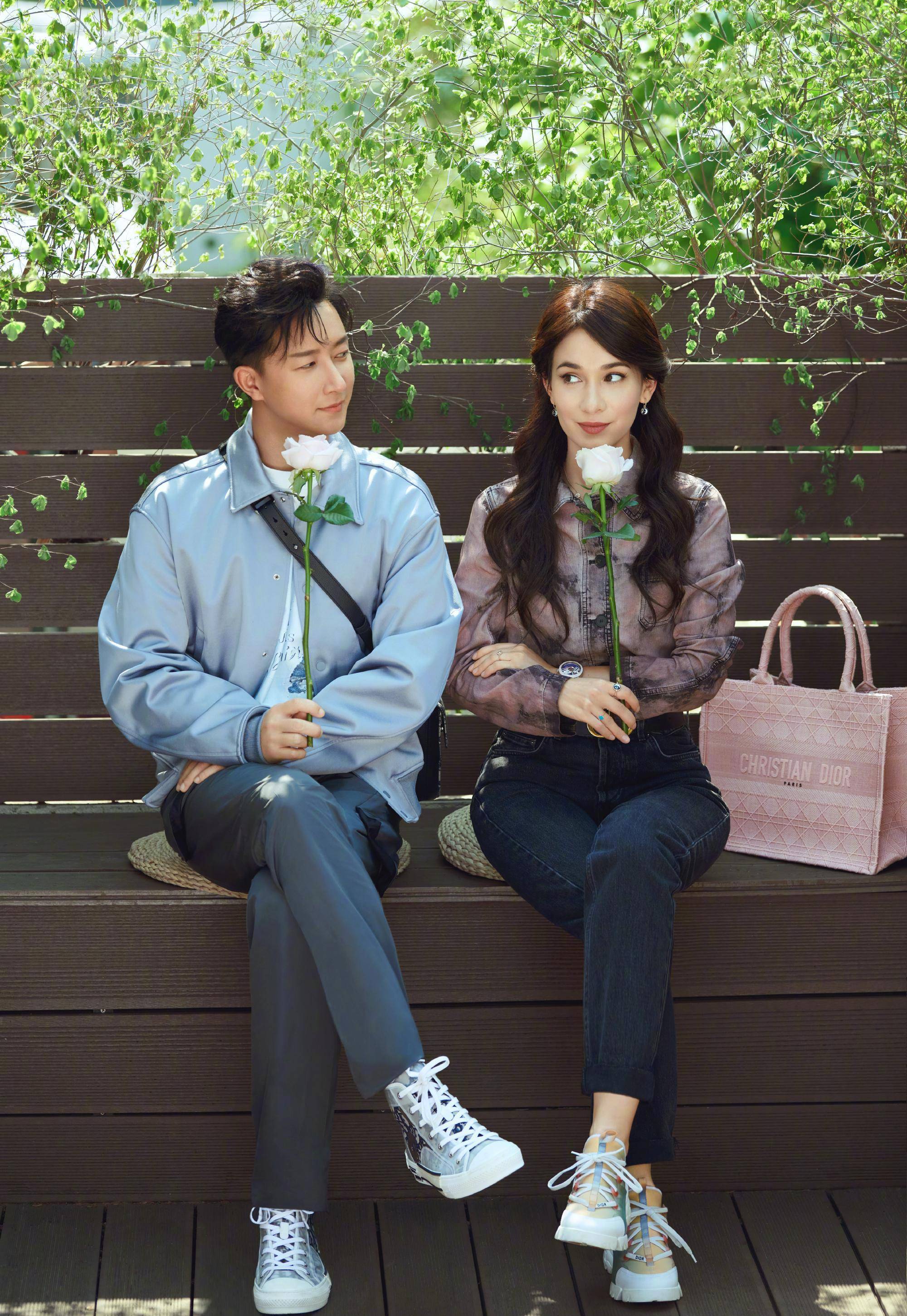 太甜了,韩庚卢靖姗婚后合作大片,相视一笑唯美甜蜜_look_气质_迪奥