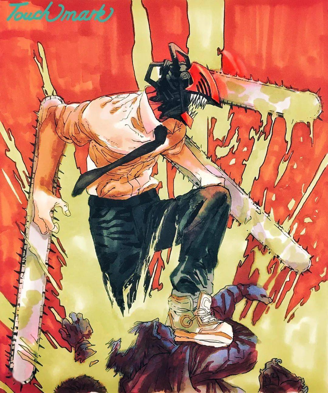 同人绘画小课堂:马克笔人物手绘教程《电锯人》_颜色_铅笔_部分