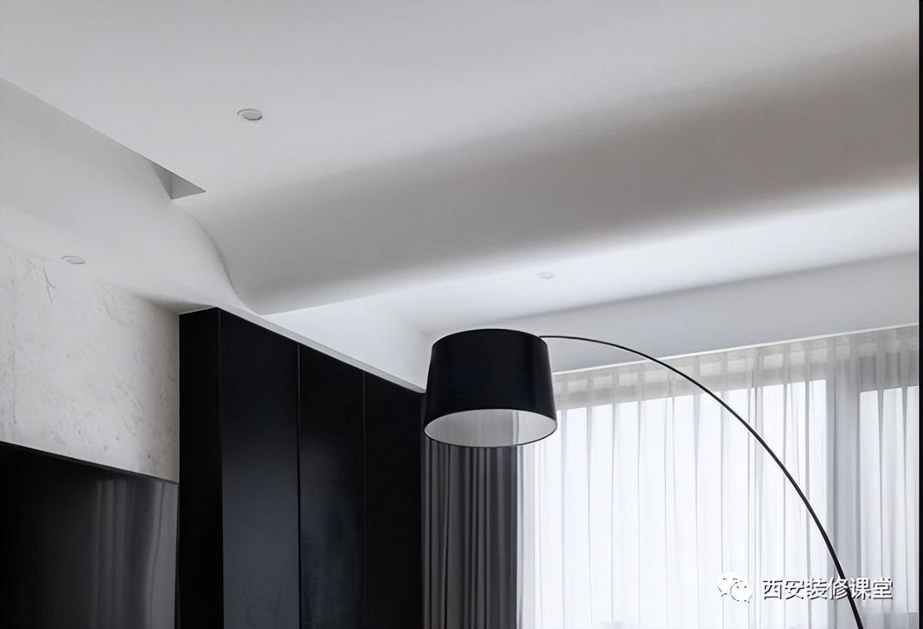 弧形吊顶弱化大梁,好看而且功能性强_视觉_造型_客厅