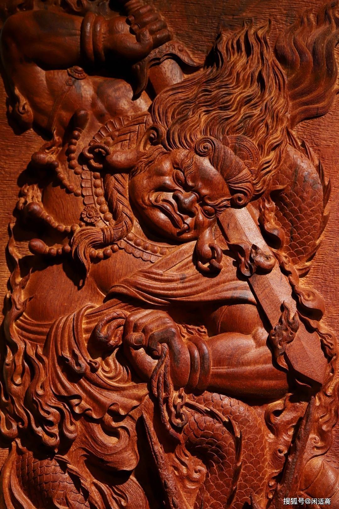 缅花手工雕刻作品,不动明王挂屏_四肢_盘龙_誓愿