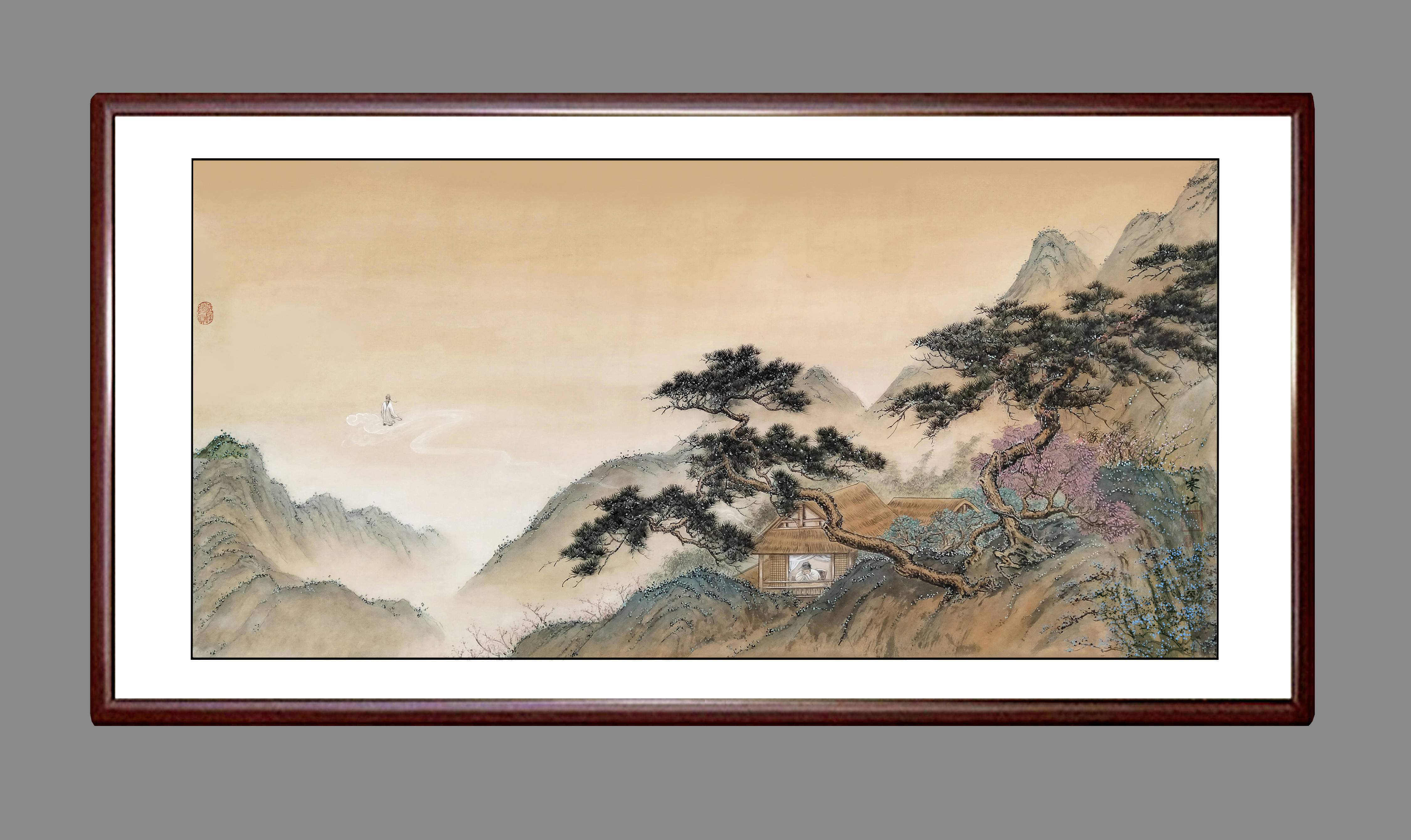 界画寒江---工笔界画《梦仙草堂图》_山水_局部_效果