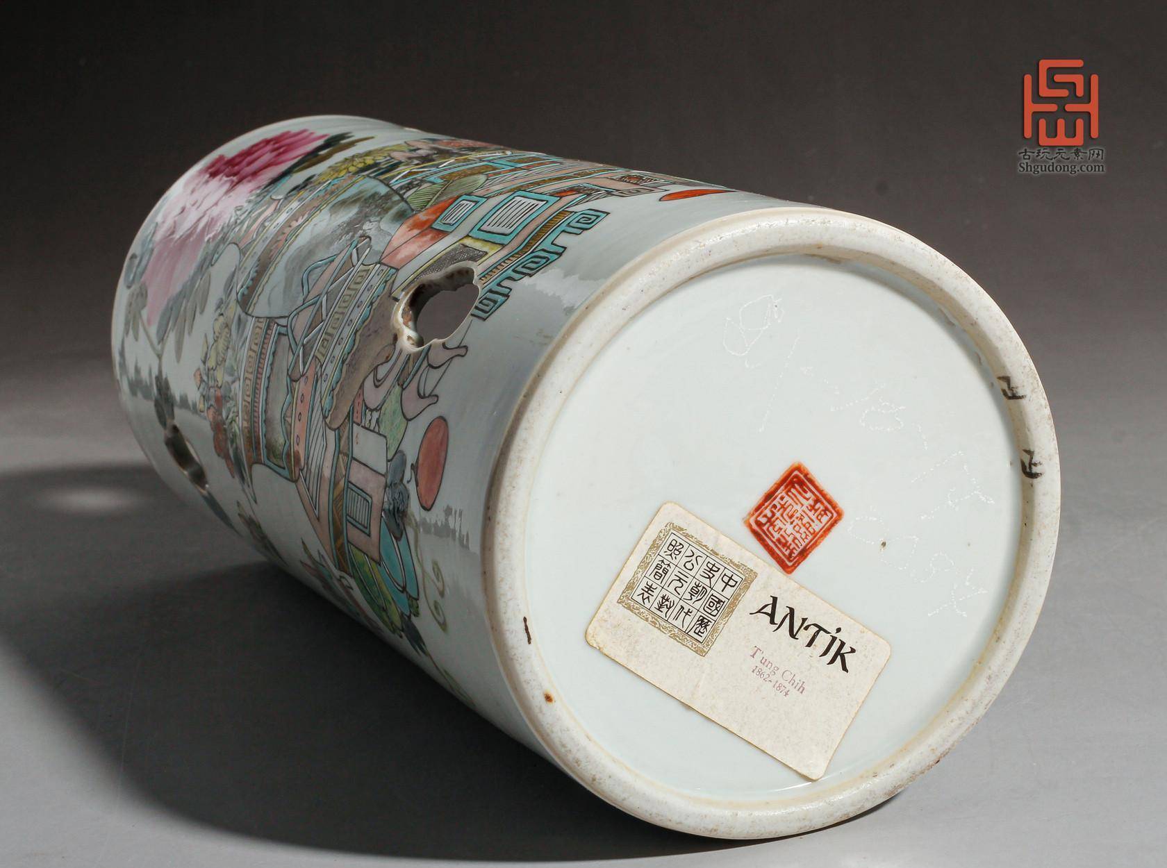 清光绪 博古名家徐品衡作浅绛彩博古图帽筒_许品衡_藏品_年制