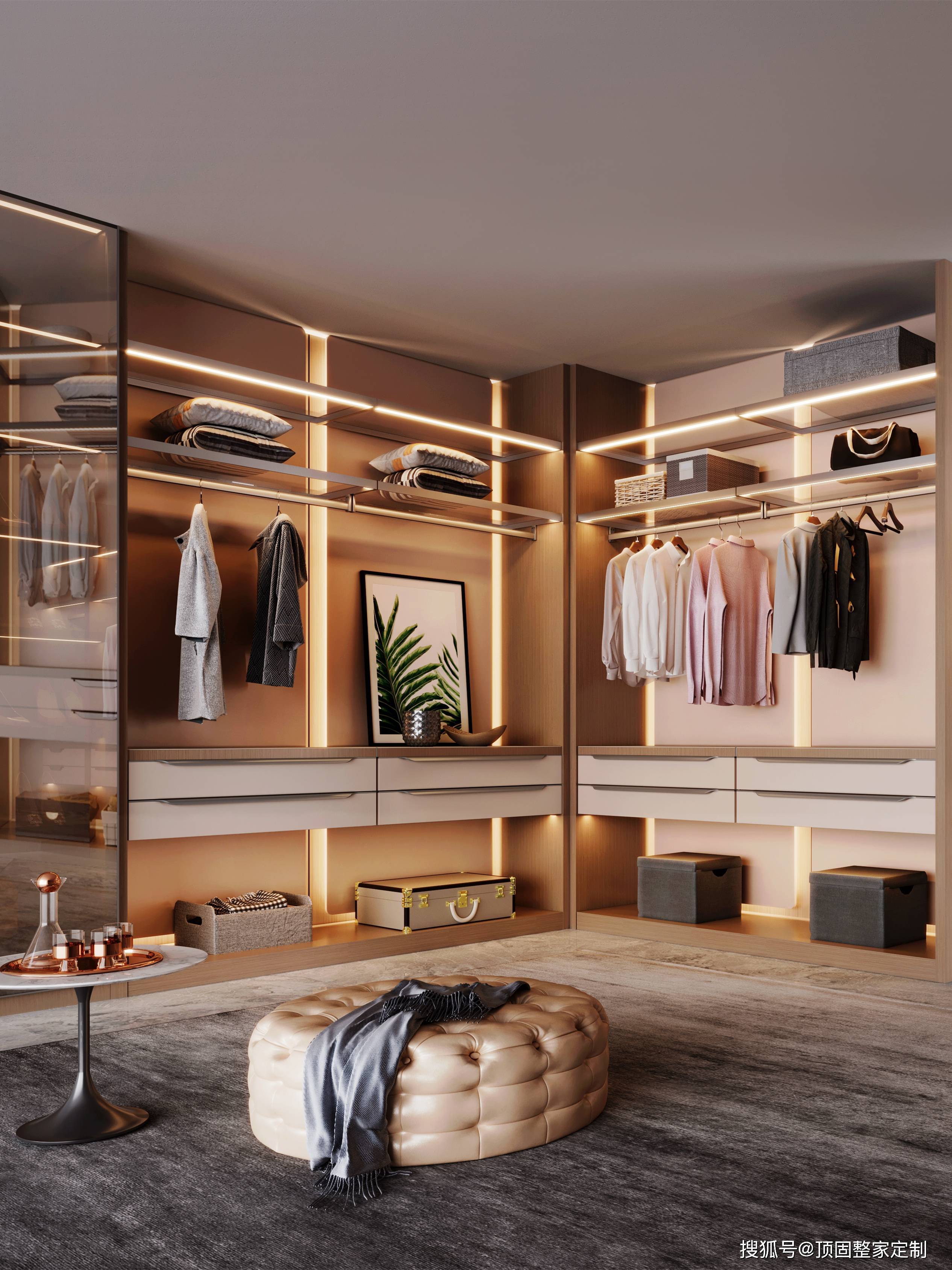 顶固衣帽间一体式的设计,既实用又高颜值!_空间_衣柜_收纳