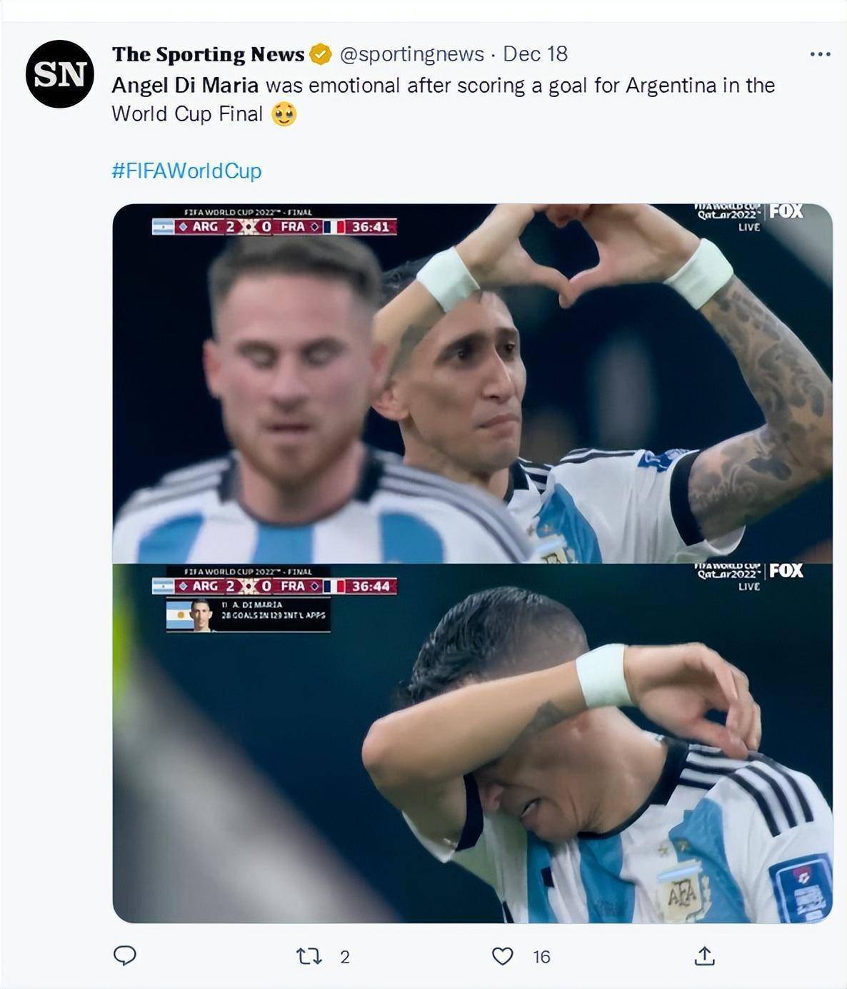 英国记者都为迪马利亚疯狂,上图了迪马利亚比心的图片.