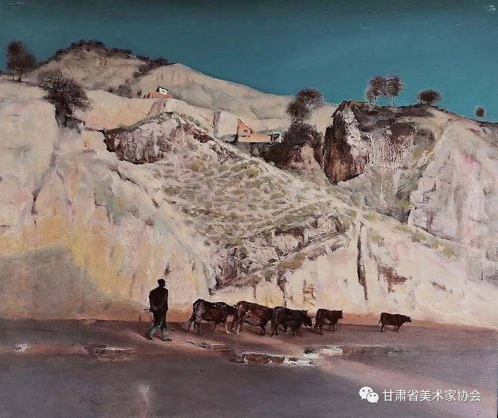 王晓林《布塄沟之晨》50×60cm 兰州何志佳《夕望陇上》80×100cm