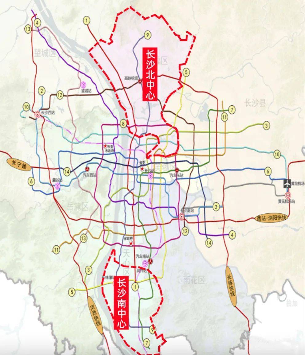 图源:长沙2025规划目前,南中心已通地铁1号线,长株潭城铁,在建7号线