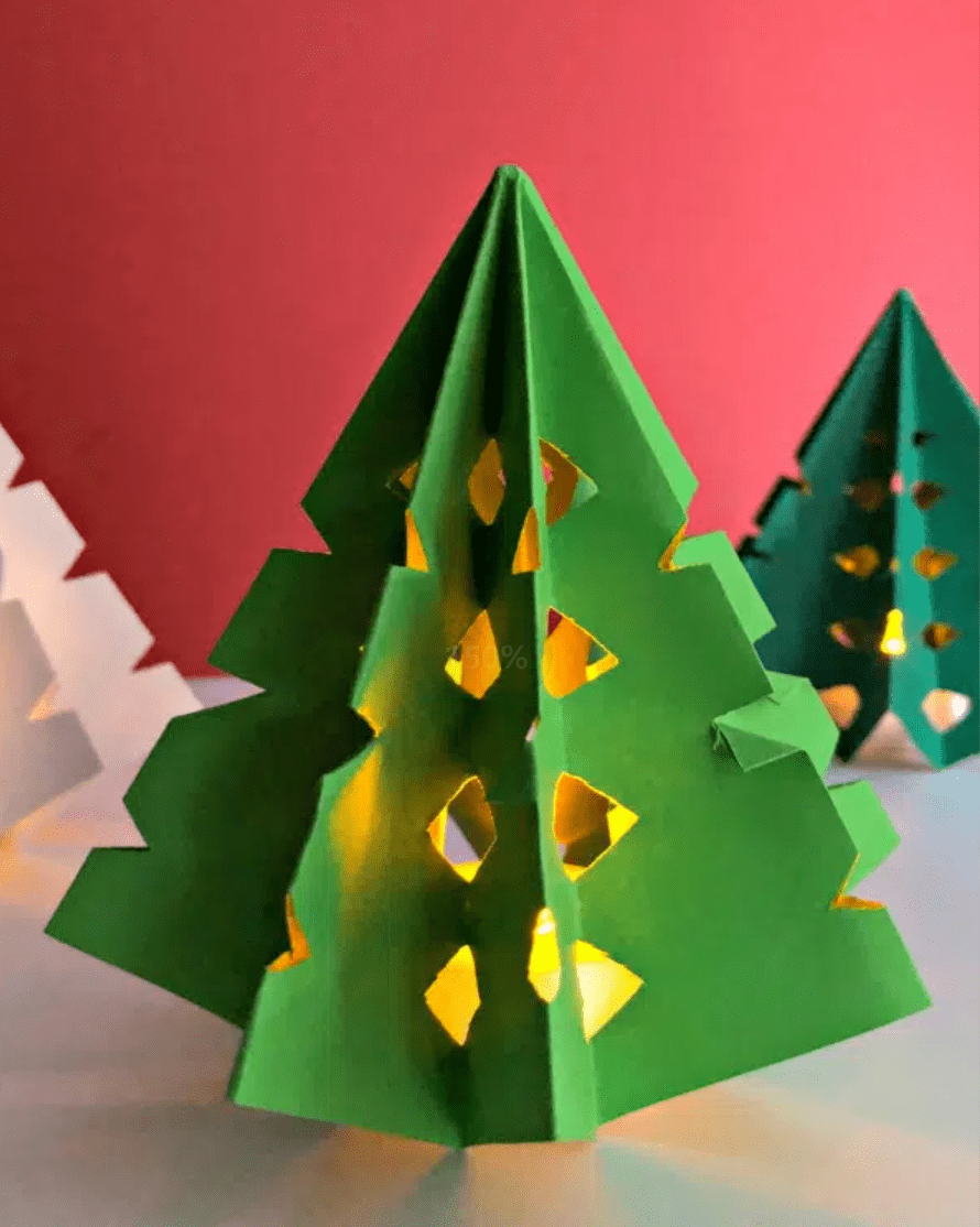 一把剪刀纸,是几乎家家都有的材料3d剪纸圣诞树用做手工的方式,来放松