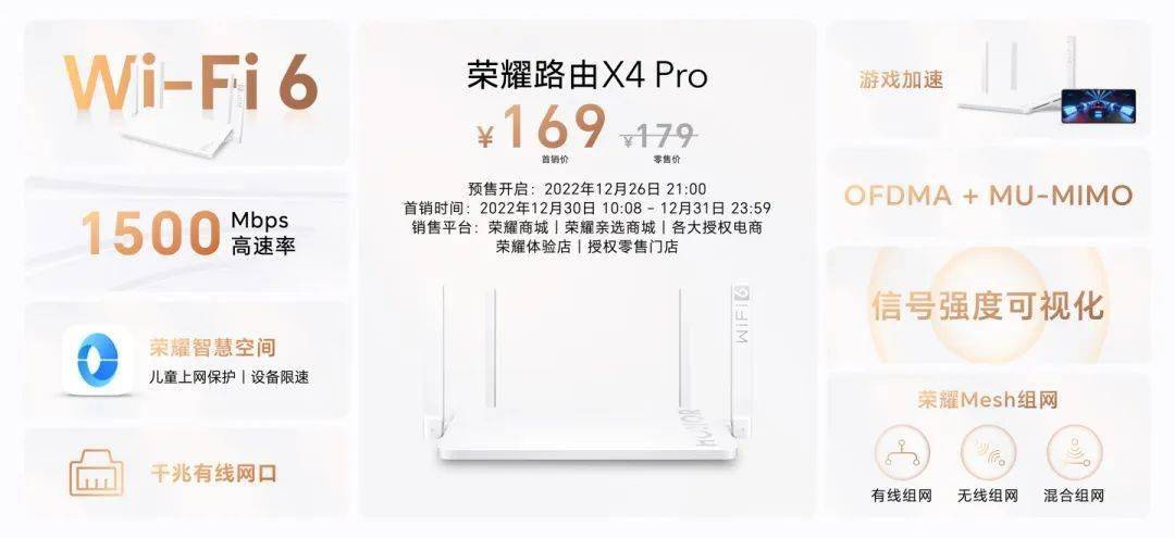 荣耀路由 X4 Pro 发布：撑持 Wi-Fi 6，三个千兆网口，首发价 169 元