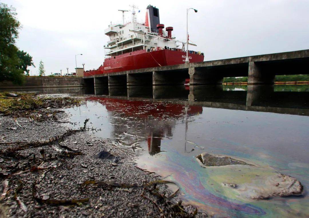 陆地活动污染来源复杂,治理海洋油污或许要从航运业入手▲海洋浮油绝