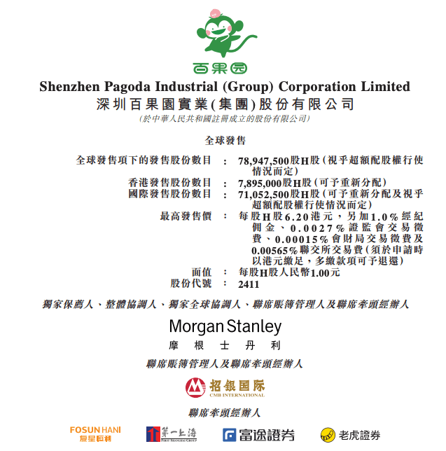 百果园集团：拟全球出售7894.75万股，预期2023年1月16日挂牌上市