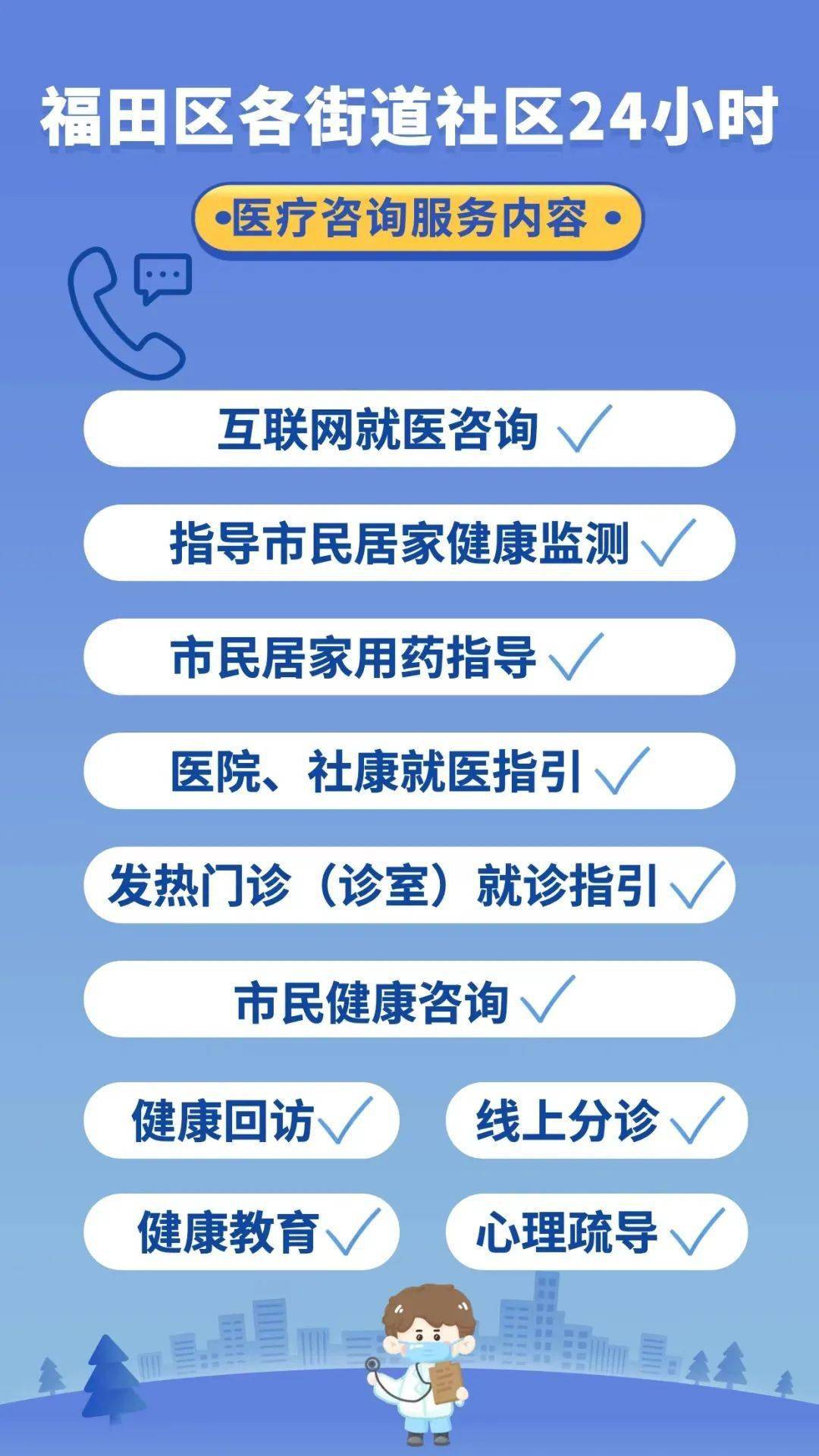 24小时on call！福田区各街道社区医疗征询办事热线开通啦