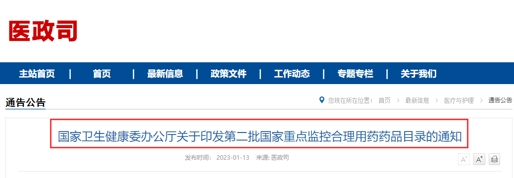 官宣：30个第二批重点监控目录发布，全是大品种（地佐辛、哌舒、白蛋白、烟酸~）