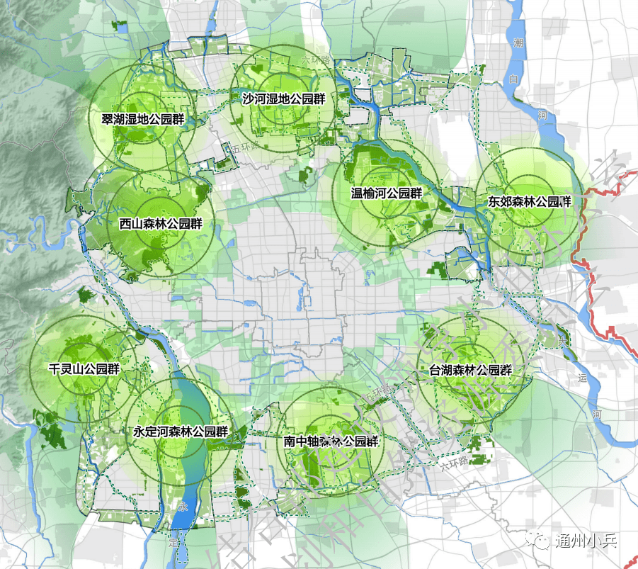 九個郊野公園群包括西山森林公園群,翠湖溼地公園群,沙河溼地公園群