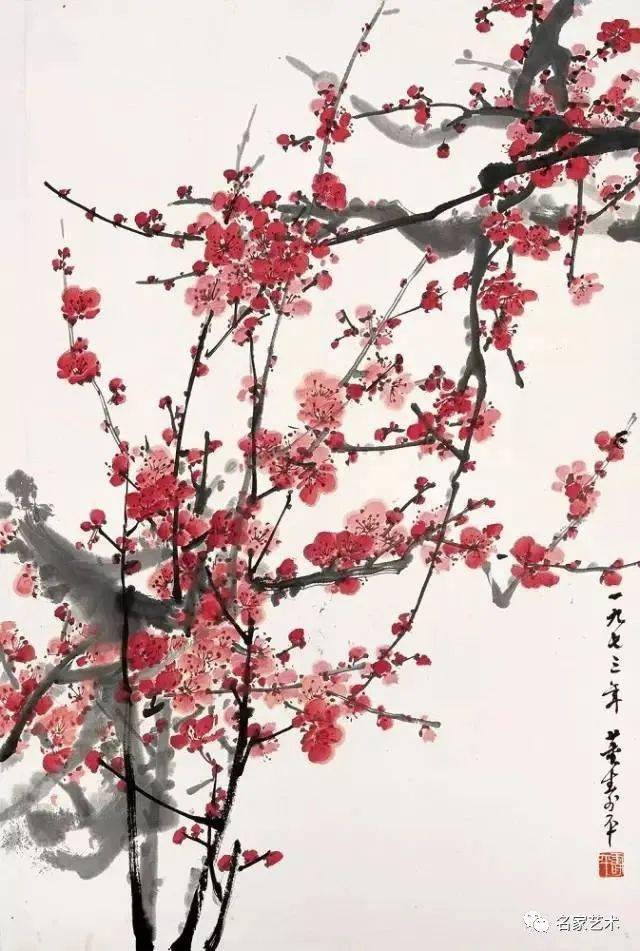 董寿平　梅花　木版画　在銘 名品视界】董寿平先生梅花作品欣赏_搜狐网