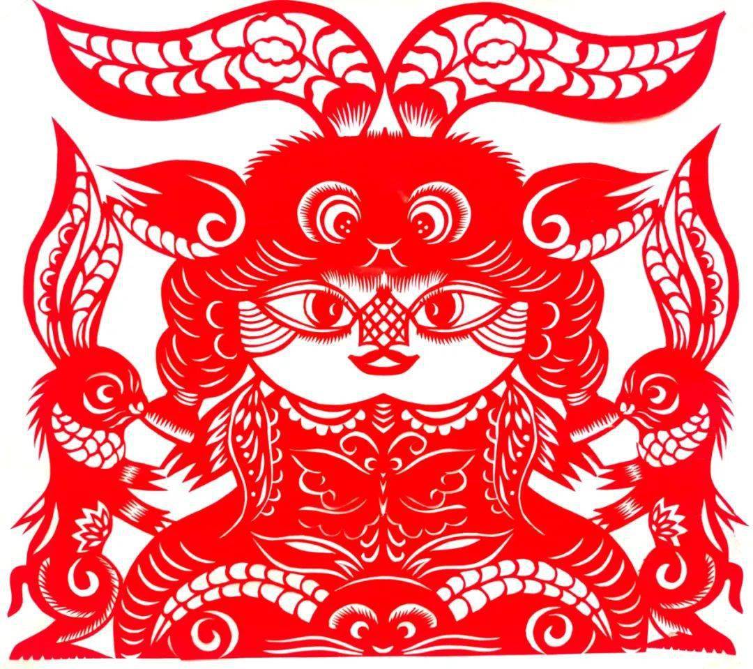 千阳剪纸 ▏福兔贺元宵_李润侠_白召凤_兔子