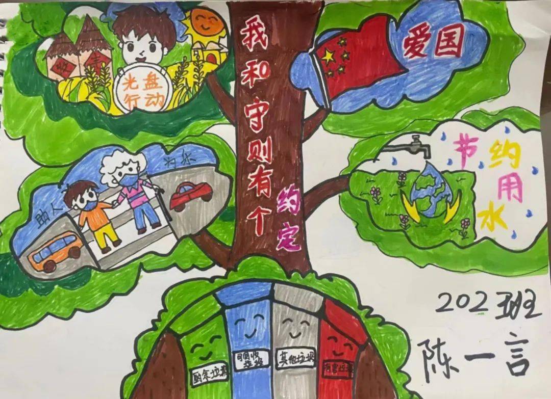 你瞧,同学们把他们理解的《中小学生守则》和社会主义核心价值观三个