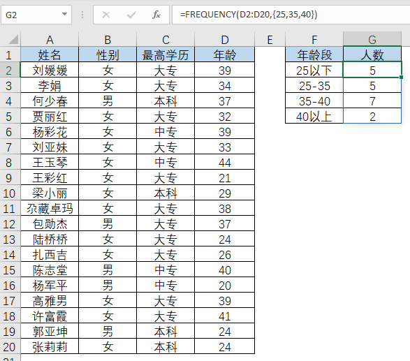 excel姓名统计人数公式