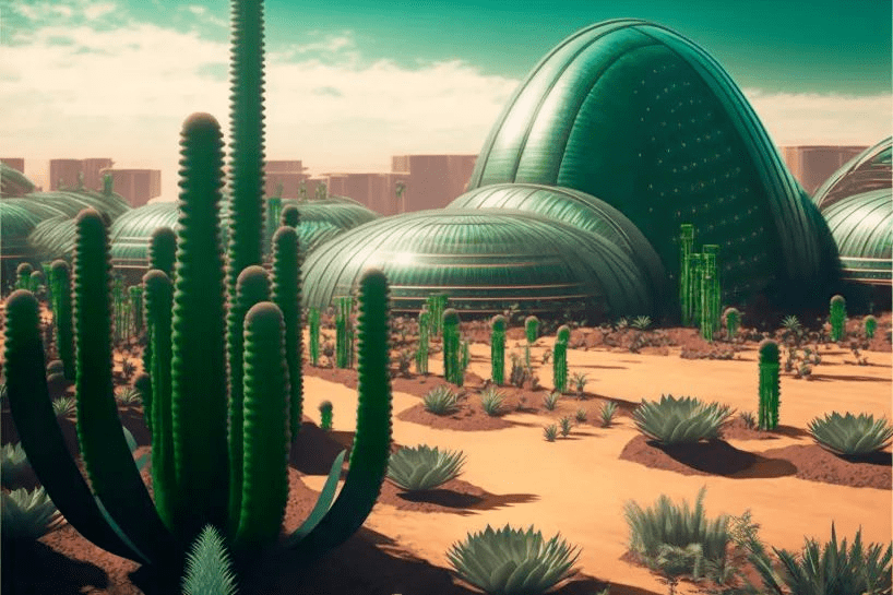 使用chatgpt和midjourney设计了一座火星未来城市,这是一座能够适应