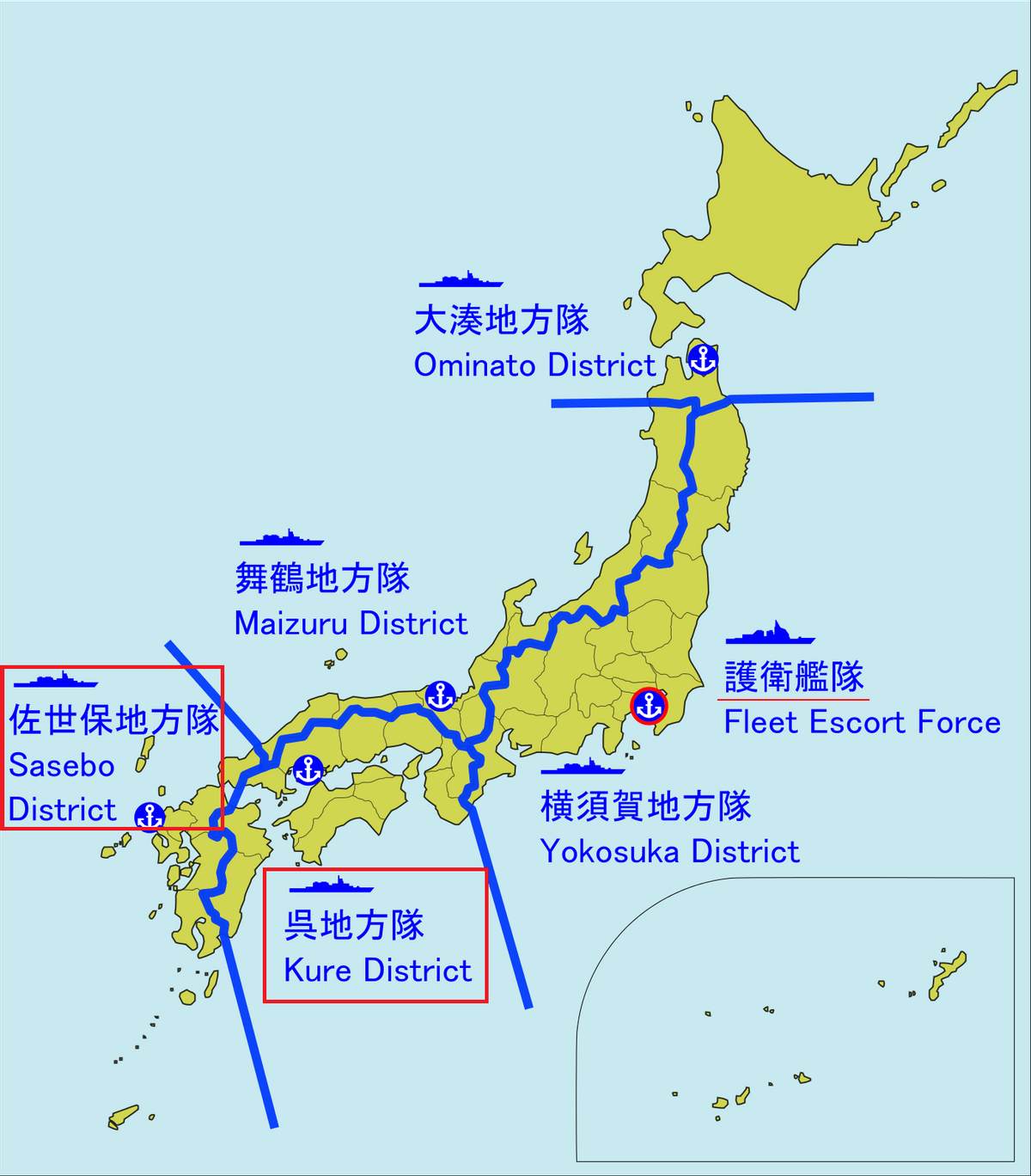 驻扎佐世保的日本海自第2护卫队群防区就涵盖靠近台岛的日本西南诸岛