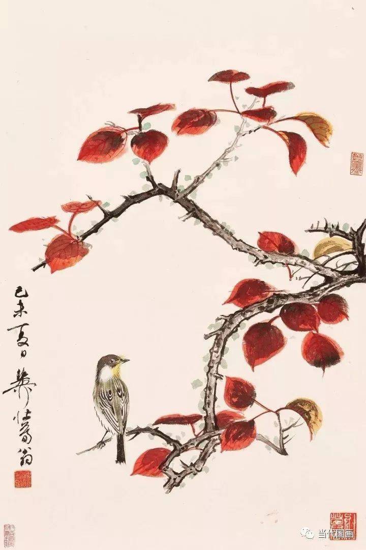 謝稚柳 赤葉花鳥 谢稚柳最漂亮的花鸟60副！