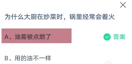 为什么大厨在炒菜时锅里经常会着火？付出宝蚂蚁庄园3月9日谜底