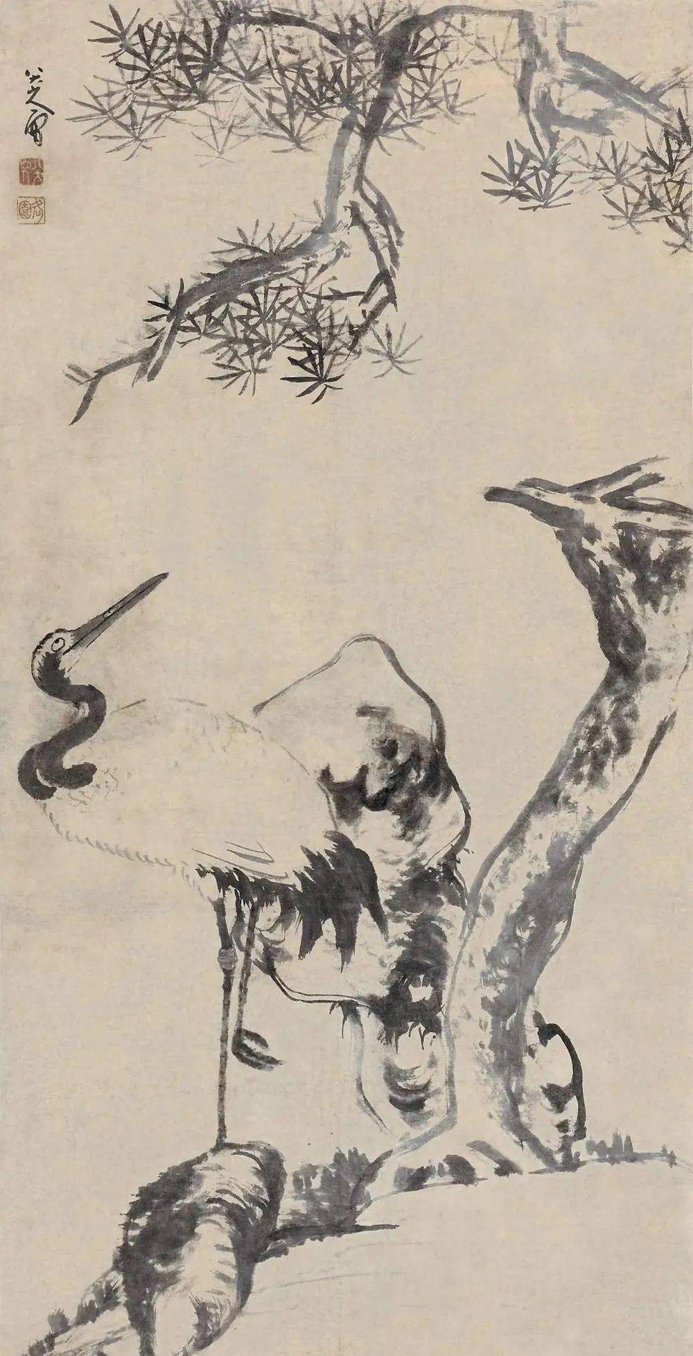 八大山人画画，强烈的孤独味_搜狐网, image size:1000x1956
