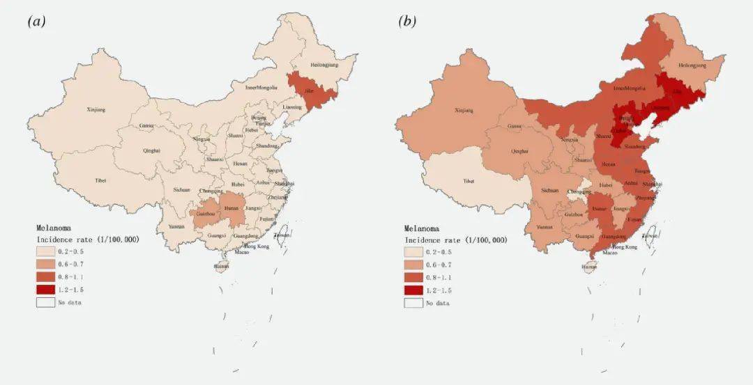 纬度,海拔和气候条件下,紫外线照射更强的地区,黑色素瘤发病率相对较