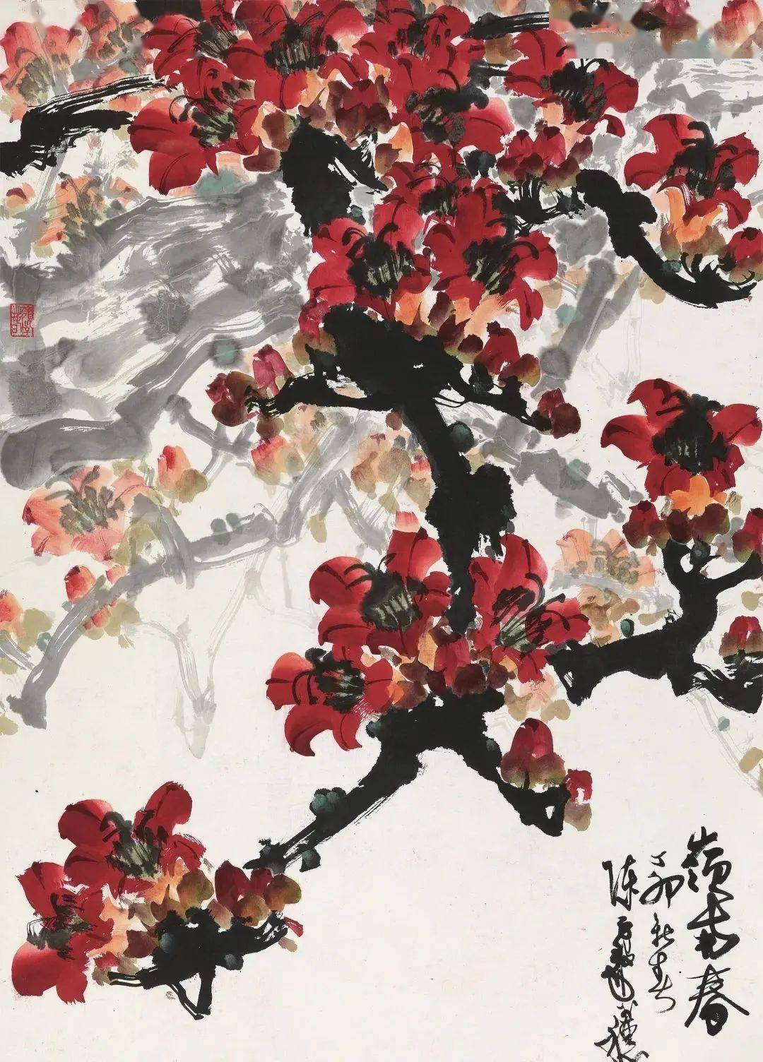 国画名家笔下的木棉花_陈树人_红棉_岭南
