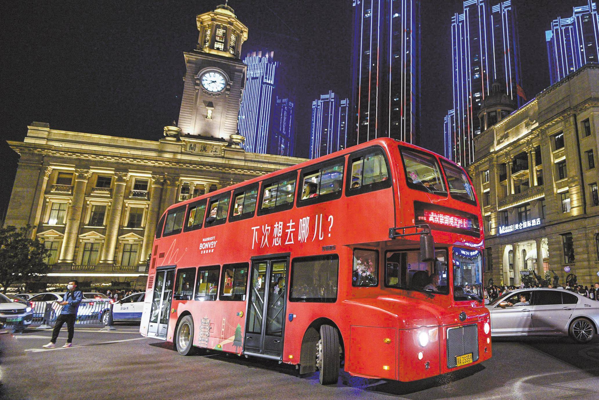 北京夜景观光双层巴士图片