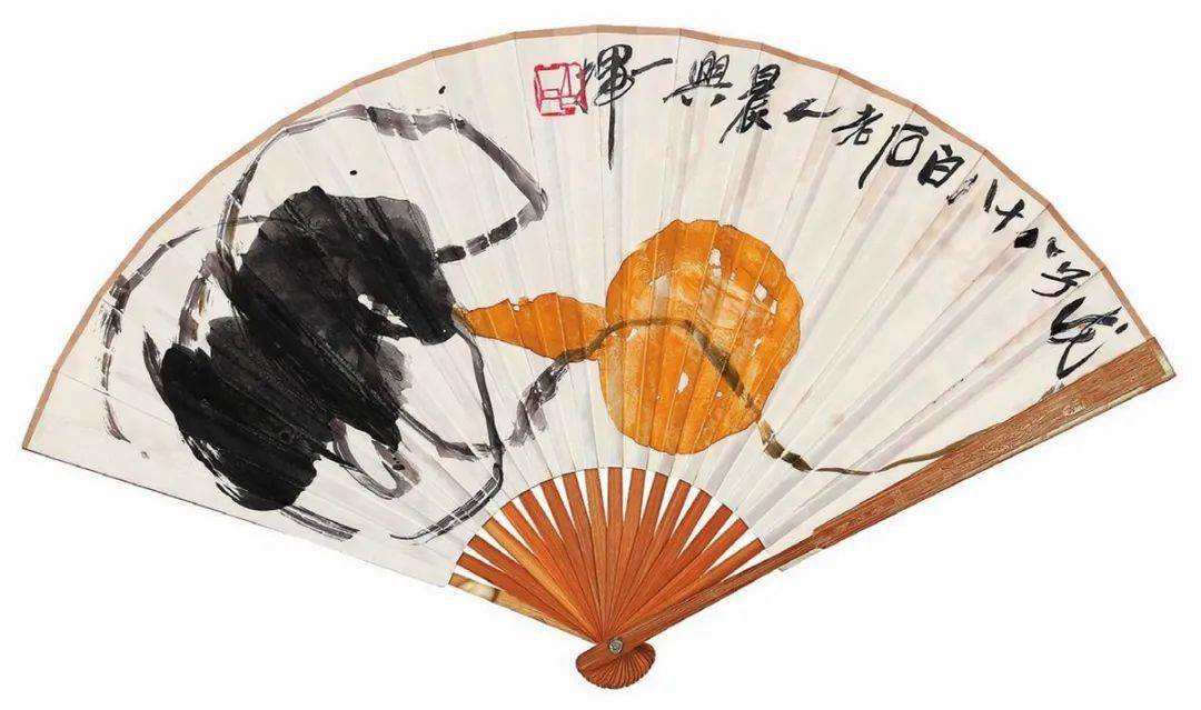 齐白石花鸟扇面,一次看个爽_蜜蜂_荔枝_蜻蜓