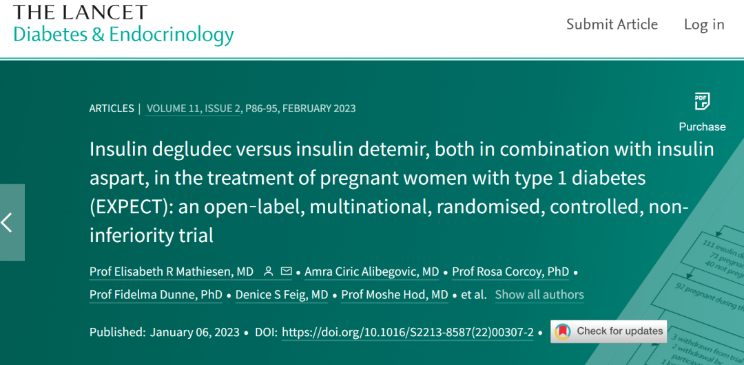 Lancet Diabetes Endocrinol：德谷胰岛素用于1型糖尿病妊娠期女性疗效不劣于地特胰岛素_试验_Insulin_受试者