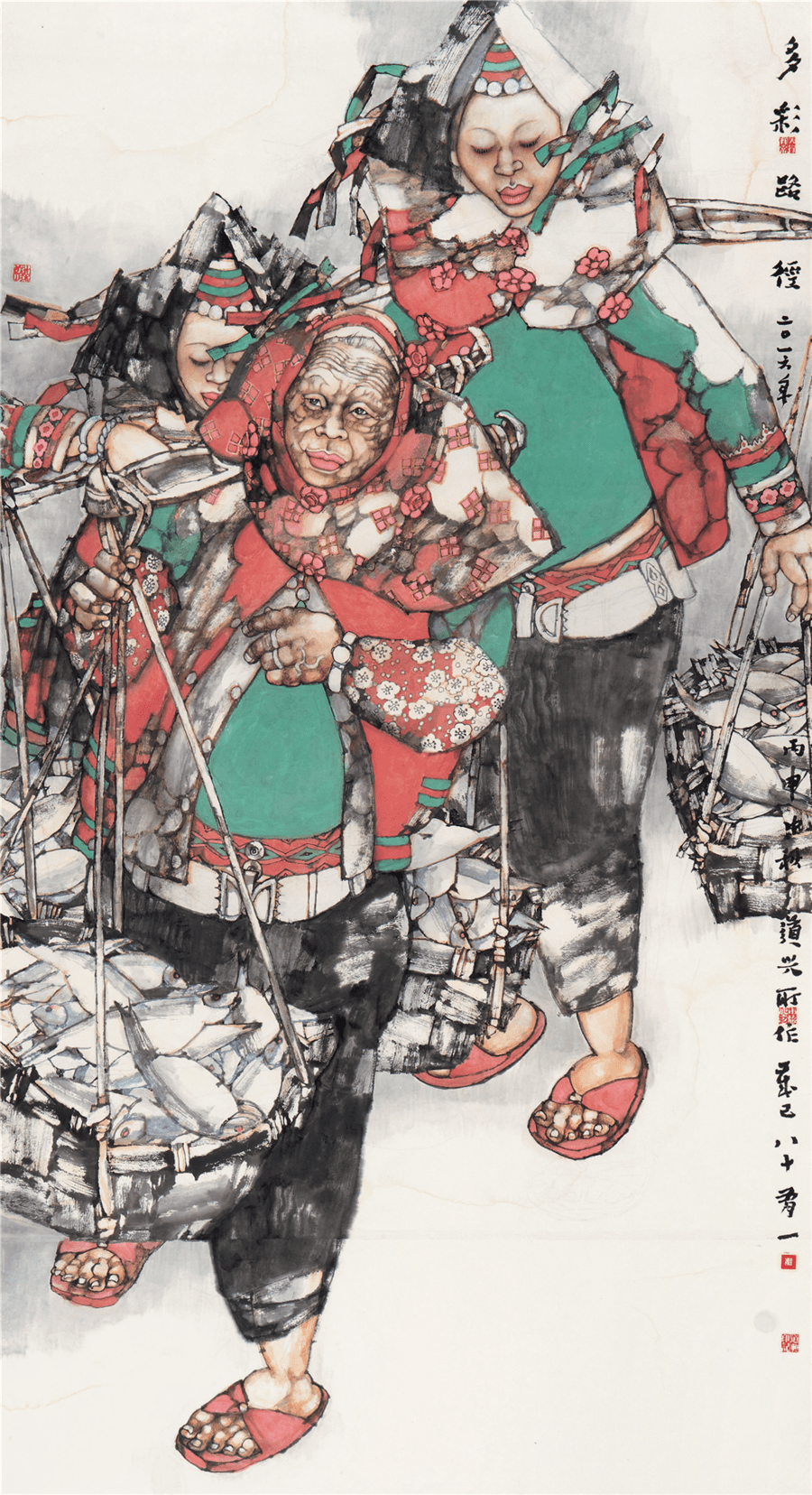 张道兴 多彩路径中国画 226cm×123cm北京李宝林 仰望伟峰中国画 240