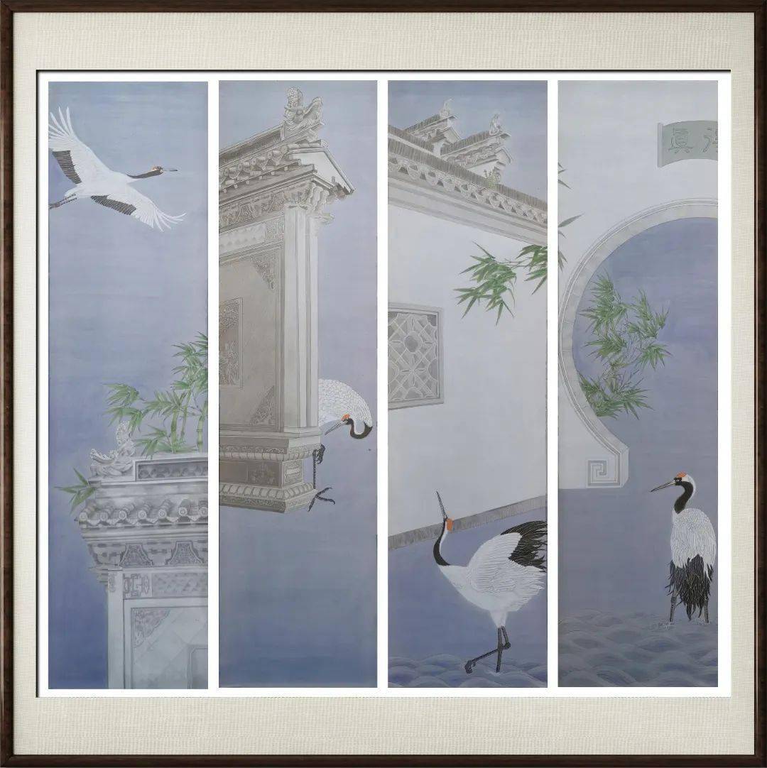 会员逄继青《水暖了》 虹口区美术家协会会员王百荣《深山幽居图》