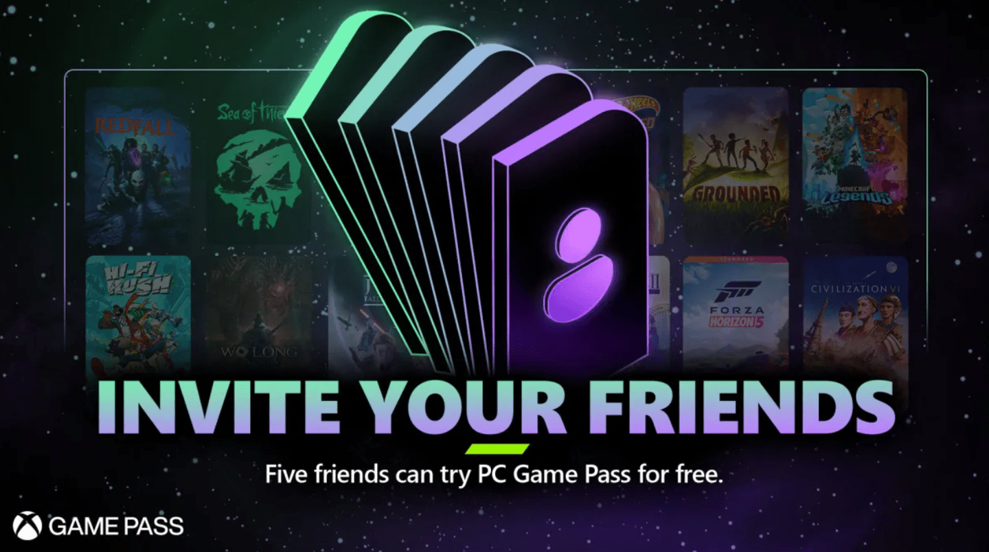 微软推出PC Game Pass朋友推荐计划 可给五位会员免费试用14天