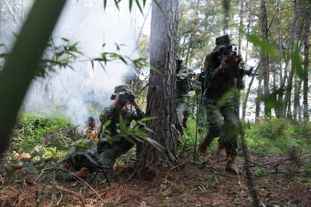 火箭军某部特种警卫集训队密林淬火砺尖刀_进行_防卫_战术训练